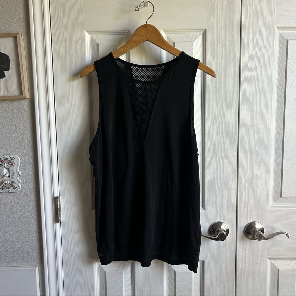 Rese black mesh v neck tank top